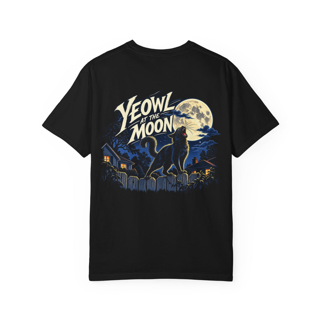 Yeowl at the Moon Cat T-Shirt — Vintage Howling Cat Graphic Tee