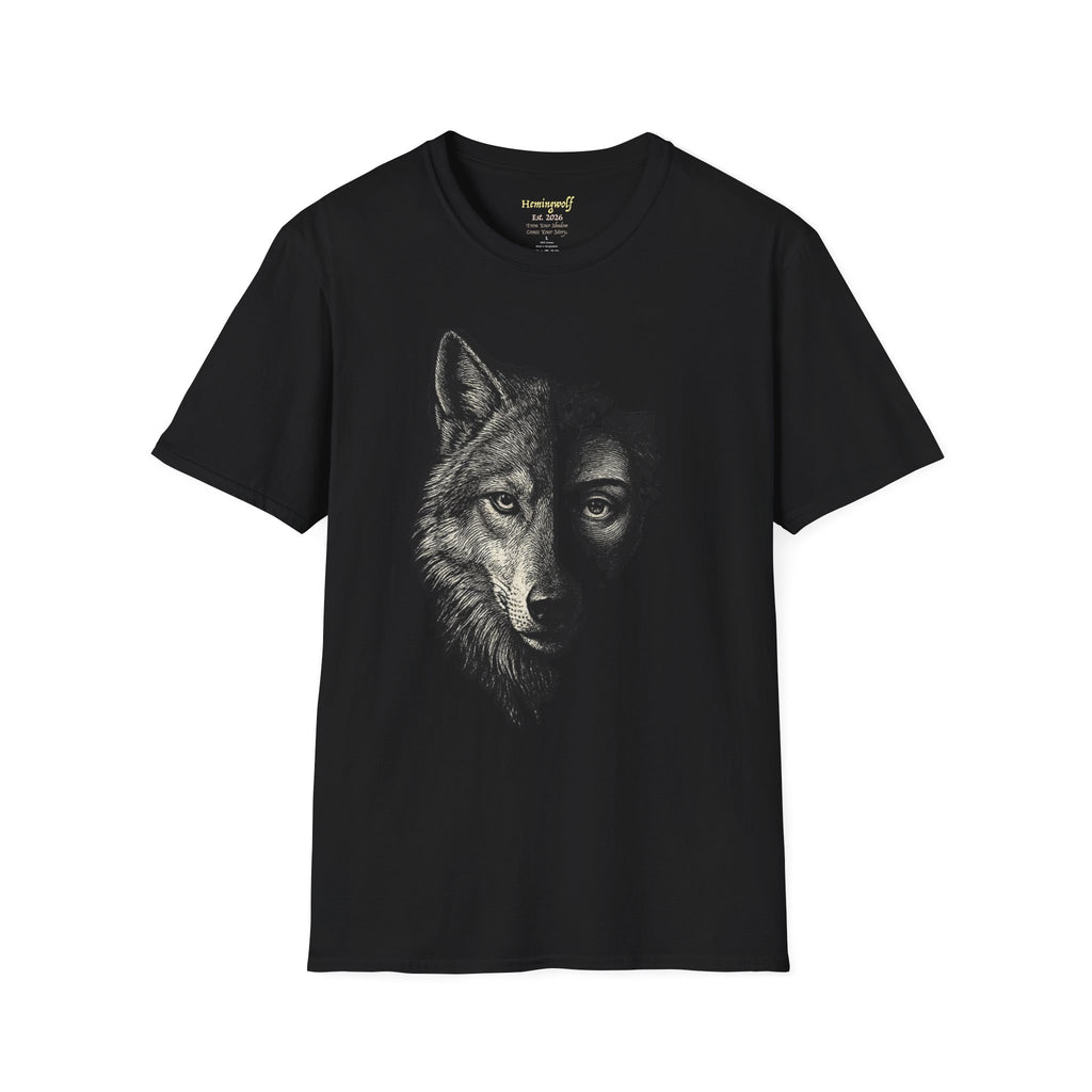 Wolf Face Human Profile T-Shirt — Half Wolf, Half Human Graphic Tee