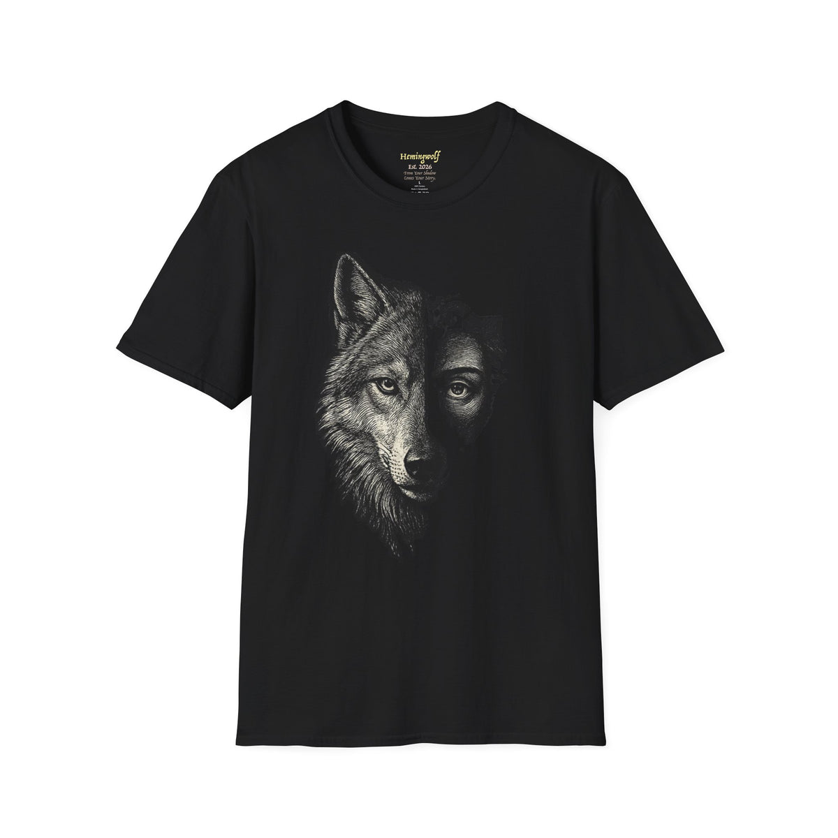 Wolf Face Human Profile T-Shirt — Half Wolf, Half Human Graphic Tee